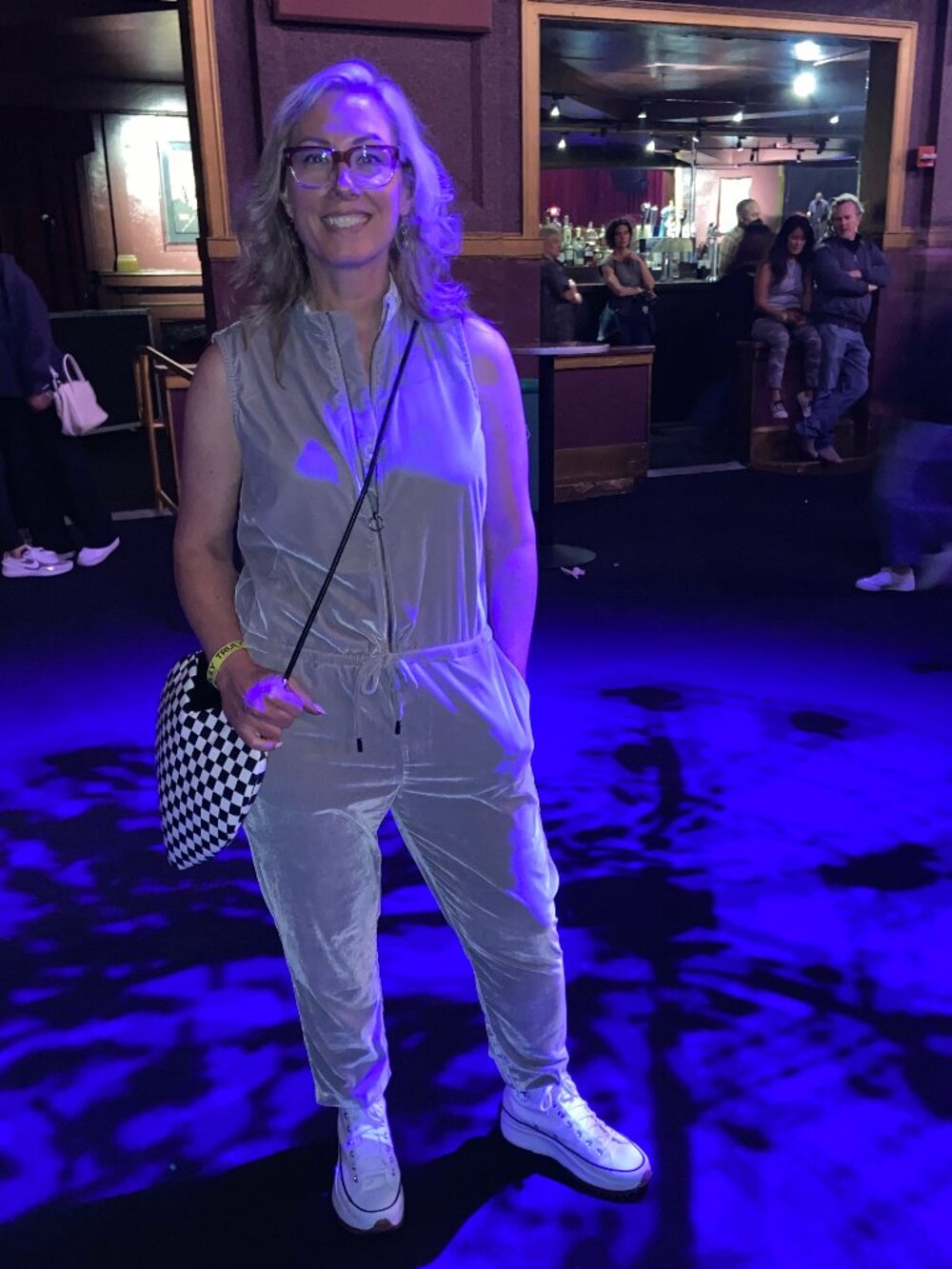 Wildfang velvet jumpsuit silver size M